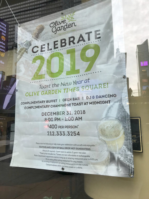 New Year S Eve At Olive Garden For 400 Per Person